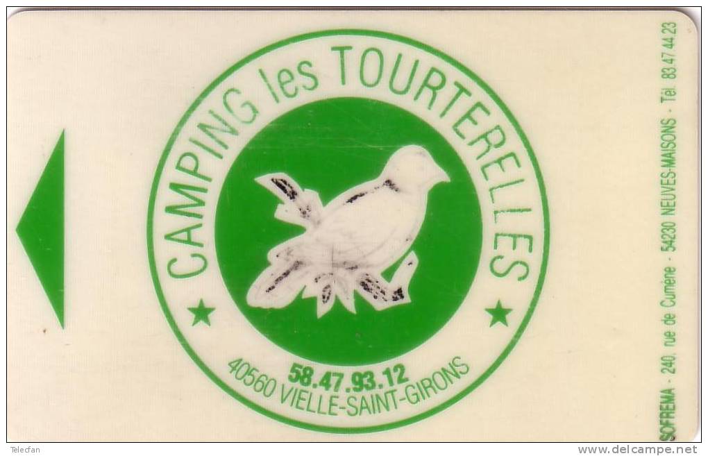 FRANCE  CARTE  MAGNETIQUE CAMPING DES TOURTERELLES LANDES VIELLE ST GIRONS 40 ANCIENNE RARE - Ausstellungskarten