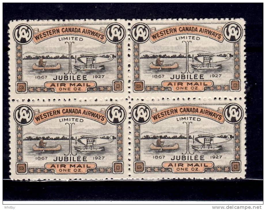 Canada 1927 5 Cent Western Canada Jubilee Issue #CL41 Block Of 4 - Airmail: Semi-official