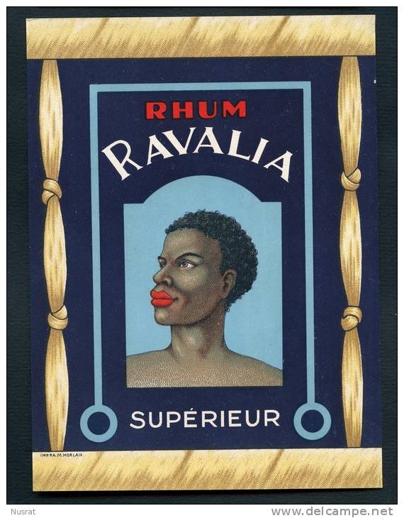 Belle Etiquette Rhum Ravalia Supérieur Imp. P.A.M. Morlaix - Rhum