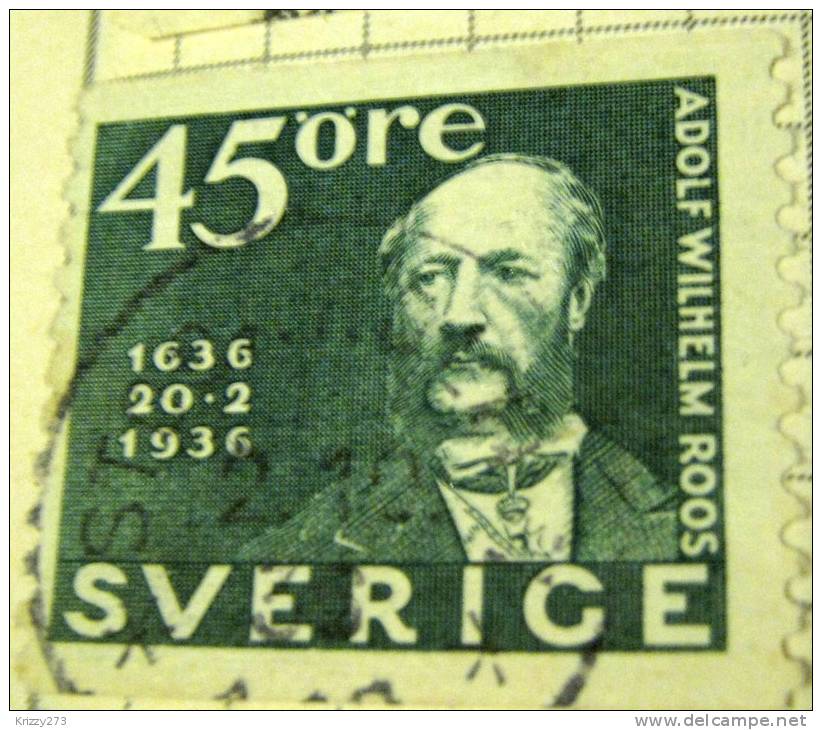 Sweden 1936 300th Anniversary Of Postal Service A W Roos Post Master General 45ore - Used - Used Stamps