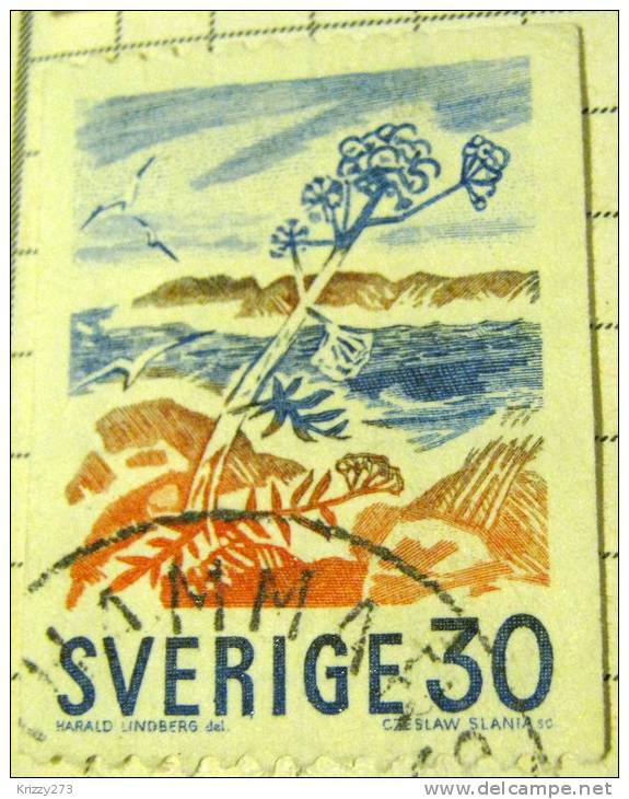 Sweden 1967 Angelica Plant On The Coast 30ore - Used - Oblitérés