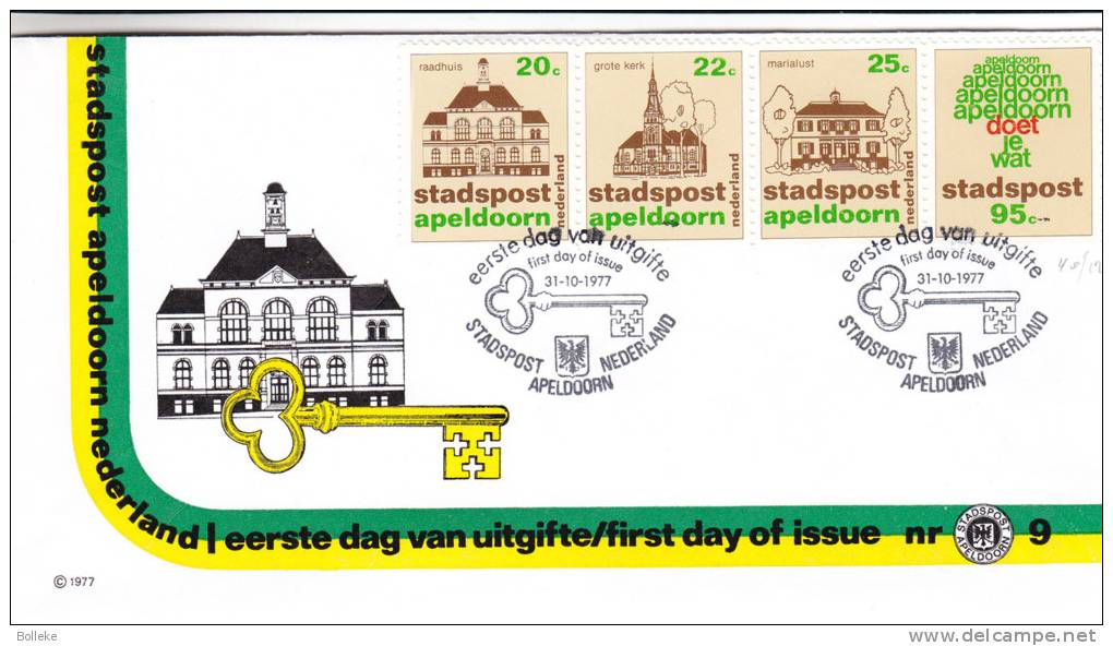 Stadspost - Apeldoorn - Pays Bas - Lettre Illustrée De 1977 - Clefs - églises - Batiments - Storia Postale