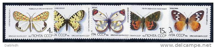 SOVIET UNION 1986 Butterflies  Set MNH / **.  Michel 5584-88 - Unused Stamps
