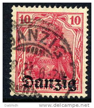 DANZIG 1920 10 Pfg. Postally Used, Expertised Infla.  Michel 2b - Used