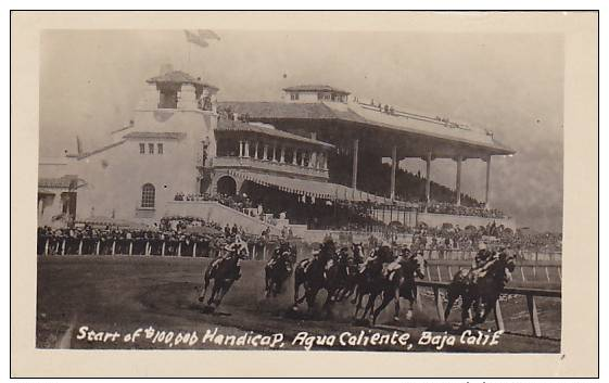 Start Of $100,000 Handicap, Agua Caliente, Baja California, Mexico, 10-20s - Mexique