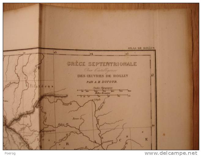 GRAVURE ANCIENNE De 1845 - CARTE DE LA GRECE SEPTENTRIONALE - ATLAS DE ROLLIN Par A.H. DUFOUR - 36cm X 26cm - TBE - Cartes Géographiques