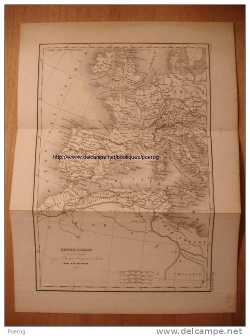 GRAVURE ANCIENNE De 1845 - CARTE EMPIRE ROMAIN PARTIE OCCIDENTALE - ATLAS DE ROLLIN Par AH DUFOUR 1839 - 26cm X 36cm - Cartes Géographiques