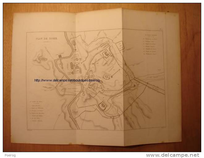 GRAVURE ANCIENNE De 1845 - CARTE PLAN DE ROME ITALIE - LENOIR OLLIVIER - 36cm X26cm - ROMA ITALY MAP 1845 PRINT - TBE - Cartes Géographiques