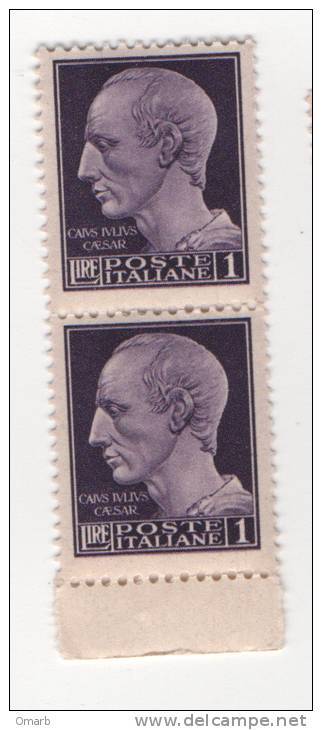 Fra301 Coppia Serie Imperiale Giulio Cesare Imperatore 1945-46, 540 Emissione Novara, Senza Filigrana Senza Fasci 1 Lira - Mint/hinged