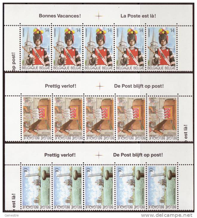 Belgique COB 2377 à 2381 ** (MNH) - Haut De Feuille En Bande De 5 - Coins Datés