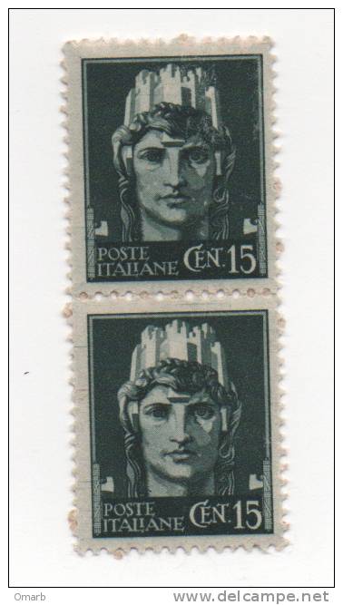 Fra304 Coppia Serie Imperiale 1945, 526 Emissione Novara, Senza Filigrana Con Fasci, 15 Cent Verde - Neufs