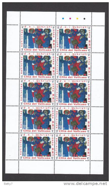 VATICANO 2001 NATALE E. G. WEINERT - 3 MINIFOGLI INTEGRI - Blocks & Kleinbögen