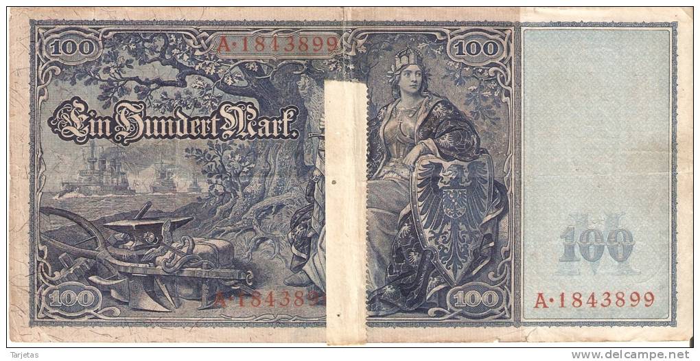 BILLETE DE ALEMANIA DE 100 DE MARCOS DEL AÑO 1909   (BANK NOTE) - 100 Mark