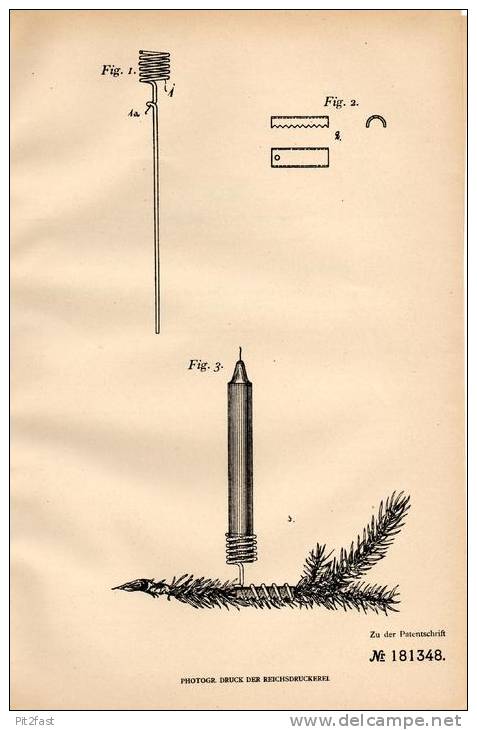 Original Patentschrift - H. Hölscher In Lengerich , Westf., 1906 , Lichthalter Für Weihnachtsbaum , Christbaum !!! - Kerzen