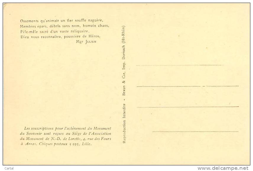 62 - N.D. De LORETTE - Une Vue De L'Ossuaire (Braun &amp; Cie) - Autres & Non Classés