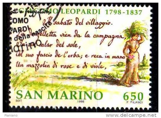PIA - SMA - 1998 : 2° Centenario Della Nascita Di Giacomo Leopardi - (SAS 1615-18) - Used Stamps