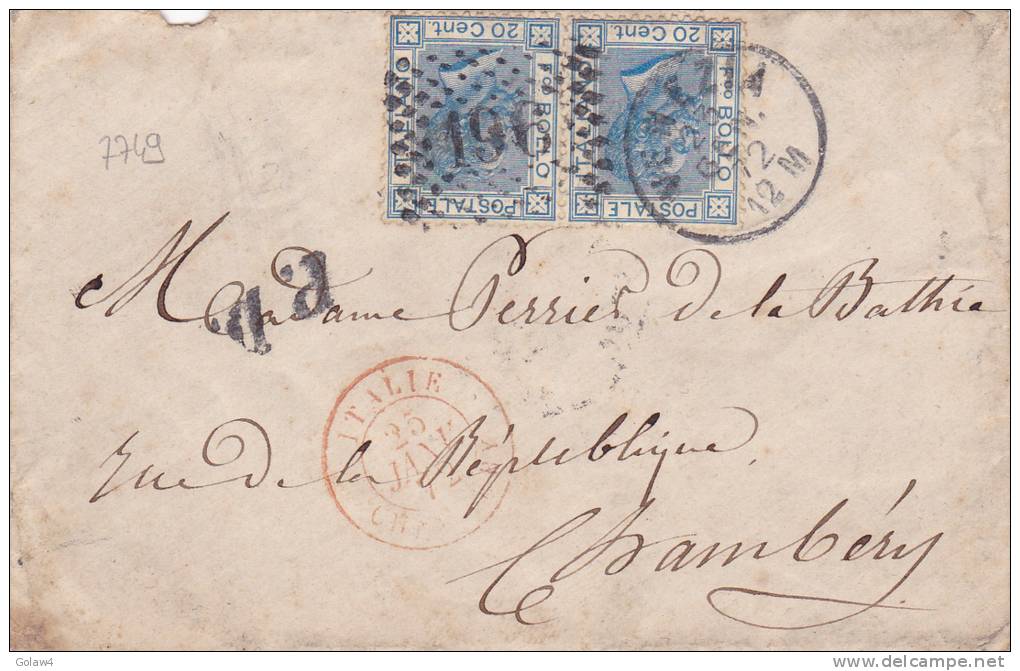 7749# VITTORIO EMANUELE II / LETTERA VENEZIA 1872 Via ITALIE CHAMBERY SAVOIE - Storia Postale