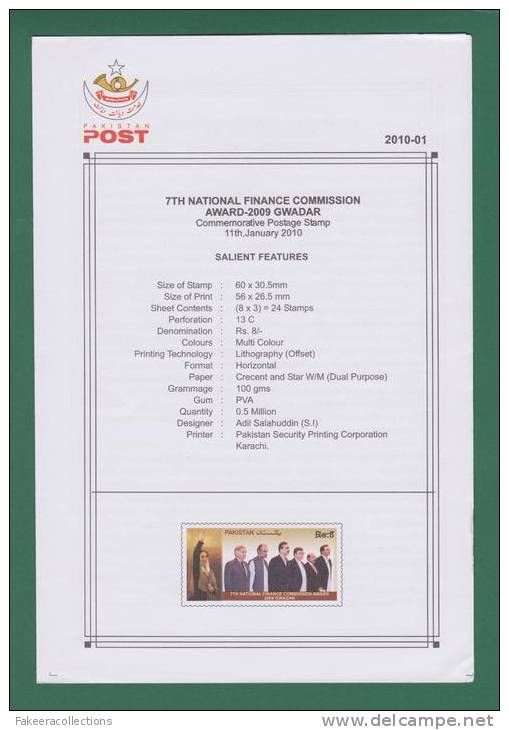 PAKISTAN 2010 77TH NATIONAL FINANCE COMMISSION AWARD 2009 GWADAR LEAFLET / BOOKLET MNH ** - Pakistan