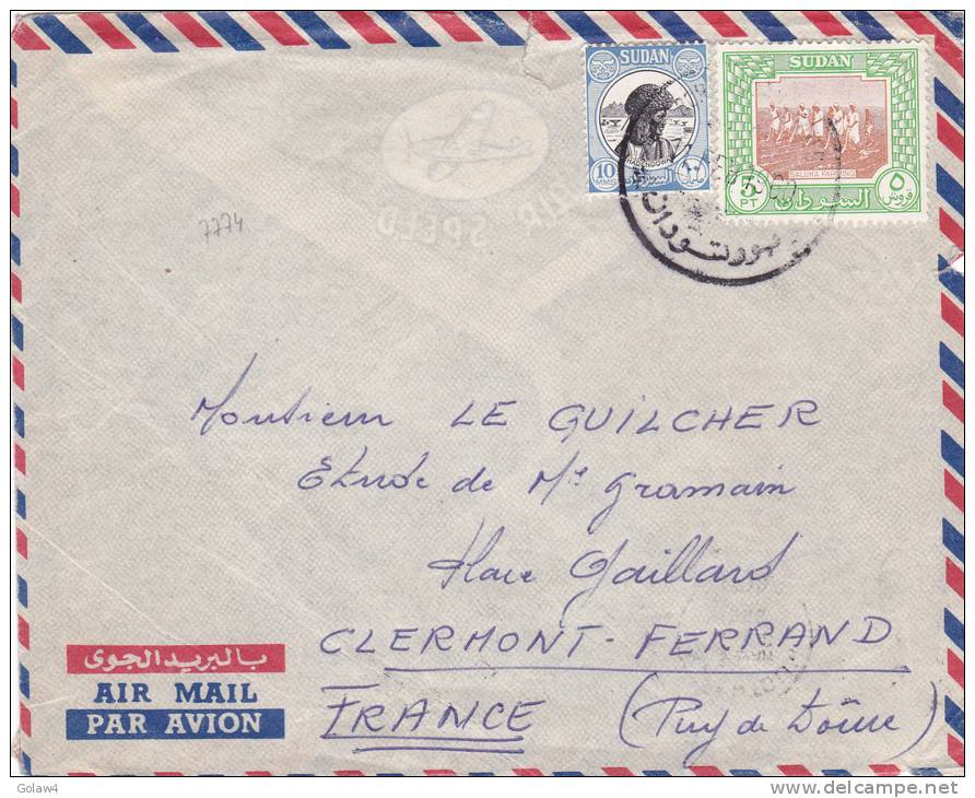 7774# LETTRE PAR AVION AIR MAIL PORT SOUDAN 1960 Via KHARTOUM Pour CLERMONT FERRAND PUY DE DOME SUDAN - Soudan (1954-...)