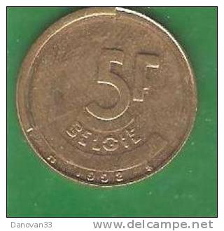 5  Francs BELGIE  1992  (PRIX FIXE)  (AM1) - 5 Francs