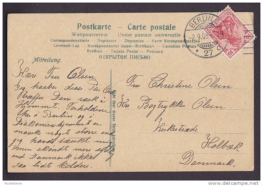 Deutschland Deutsches Reich PPC Gruss Aus Berlin Litho BERLIN 1908  Sent To Denmark (2 Scans) - Autres & Non Classés
