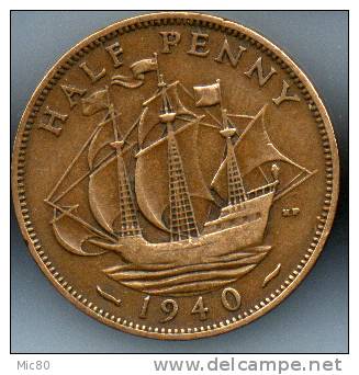 Grande-Bretagne Half Penny 1940 Ttb/sup - C. 1/2 Penny