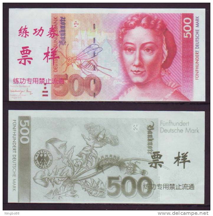 (Replica)China BOC Training/test Banknote,Germany B Series 500 DM Deutsche Mark Note Specimen Overprint - [17] Vals & Specimens