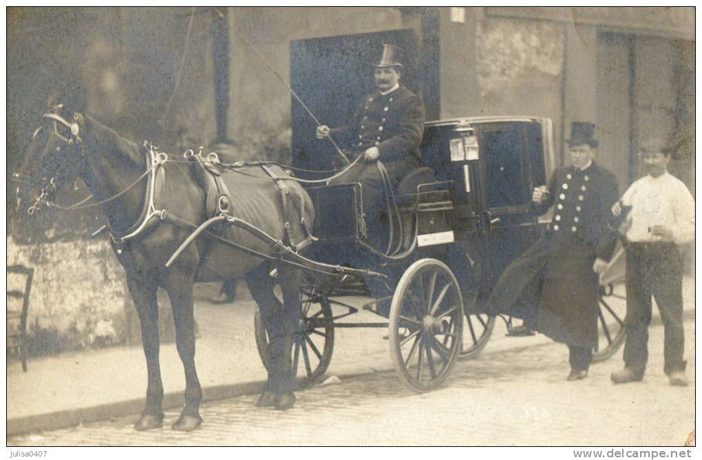 PARIS Carte Photo Attelage Fiacre Cocher Gros Plan - Andere & Zonder Classificatie