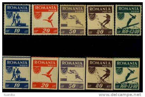 1946 Popular Sport Organization (OSP)perforated + Imperforated,Romania,Mi.1 000A-1004B,MNH - Neufs