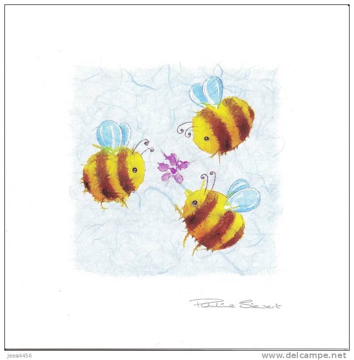 Carte Postale Double Pauline Siewert 16 X 16 Cm + Enveloppe - Buzzy Bees / Abeille - Insects