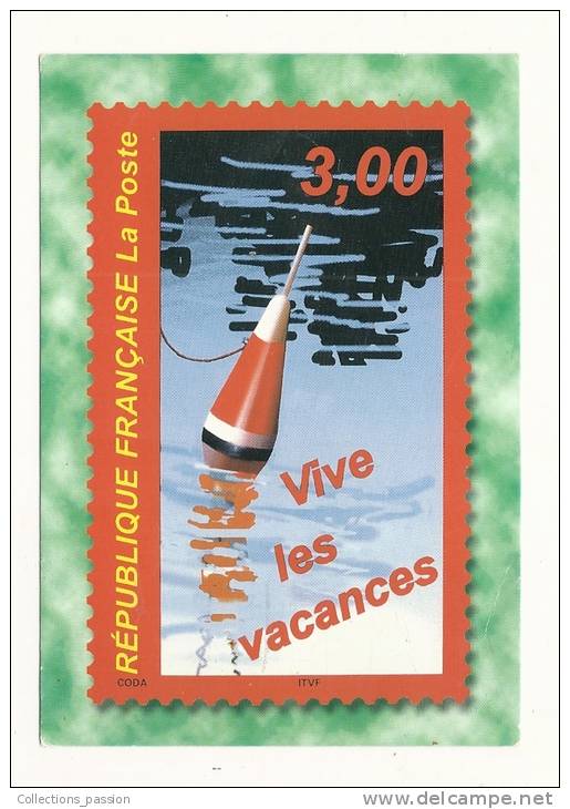 Cp, Timbre (Représentation), Vive Es Vacances - Stamps (pictures)