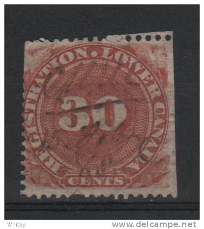 Canada 1866 30 Cent Quebec Registration Issue #QR3a Trimmed Perfs - Revenues