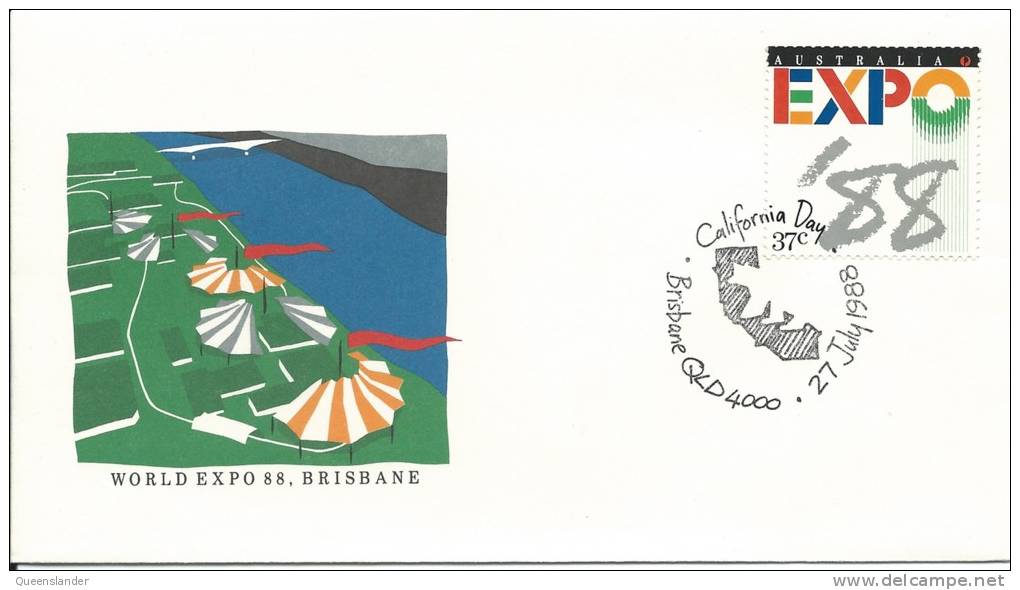 World Expo 88 Brisbane Special Postmark California Day 27th July 1988 Brisbane Qld 4000 - Bolli E Annullamenti