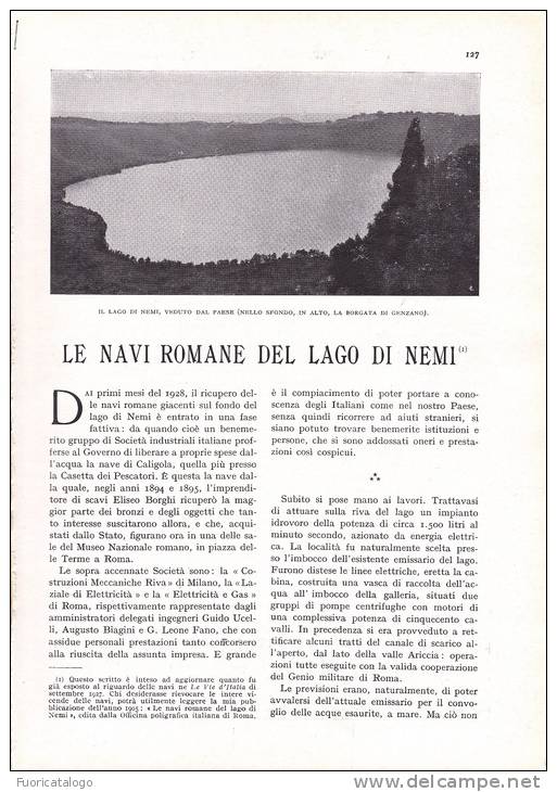 LE NAVI ROMANE DEL LAGO DI NEMI -ARTICOLO TRATTO DA RIVISTA DEL 1930 - Non Classificati