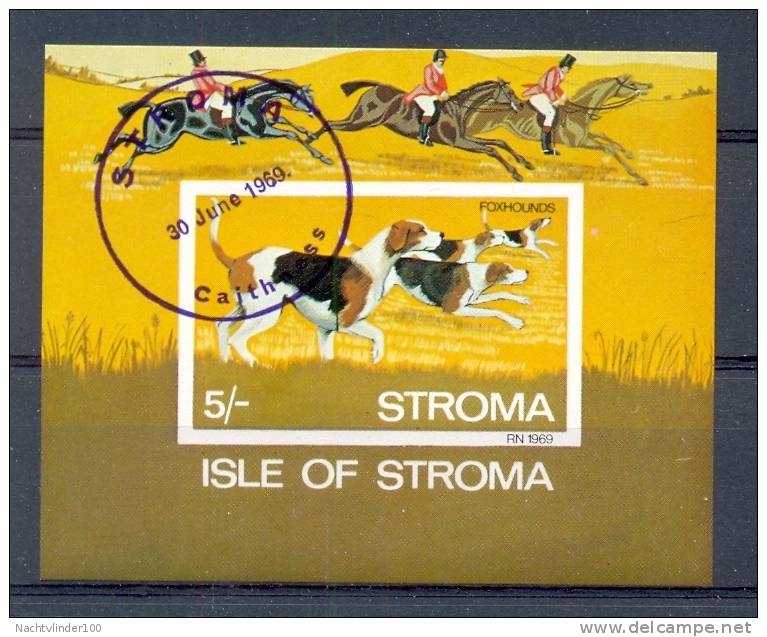 MR288 FAUNA HONDEN JACHT PAARDEN HUNTING DOGS HORSES HUNDE PFERDE CHIENS CHEVAUX ISLE OF STROMA SCOTLAND 1969 Gebr/used - Honden