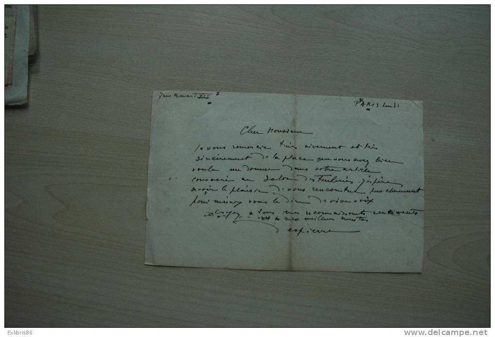 Jacques Ceria Despierre, Salon Des Tuileries 1935, Lettre Autographe à R. Charmet Ref 054 - Other & Unclassified