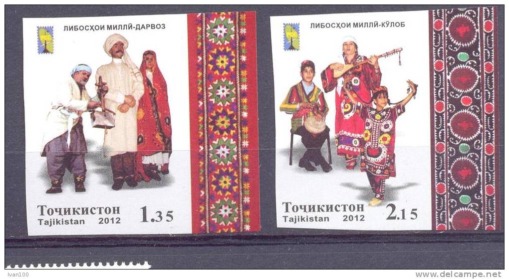 2012. Tajikistan, RCC, National Costumes, 2v  IMPERFORATED, Mint/** - Tadschikistan