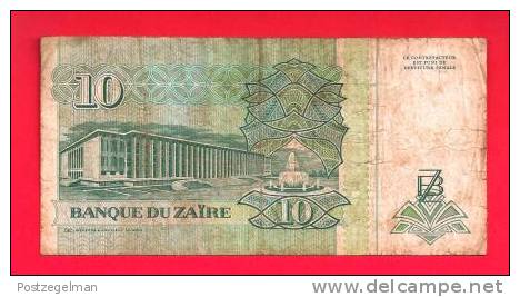 ZAIRE 1993,  Banknote,  Used VF,  10 New Zaires - Zaïre