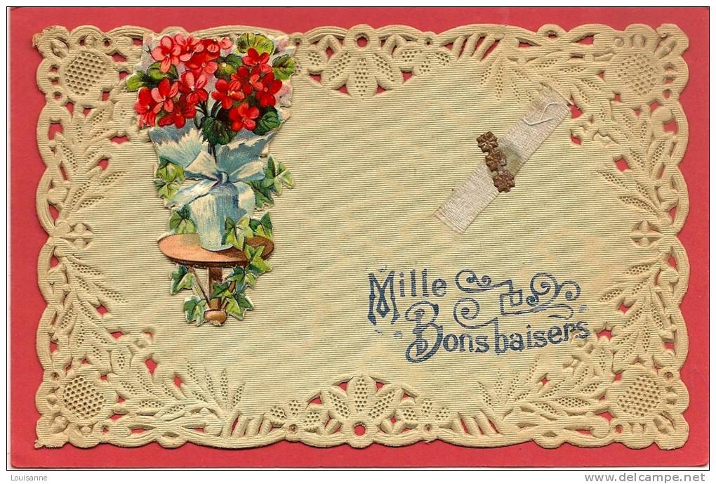 12 / 7 / 481  -  Carte Mille Bons Baisers  - Bords Dentelle - Autres & Non Classés