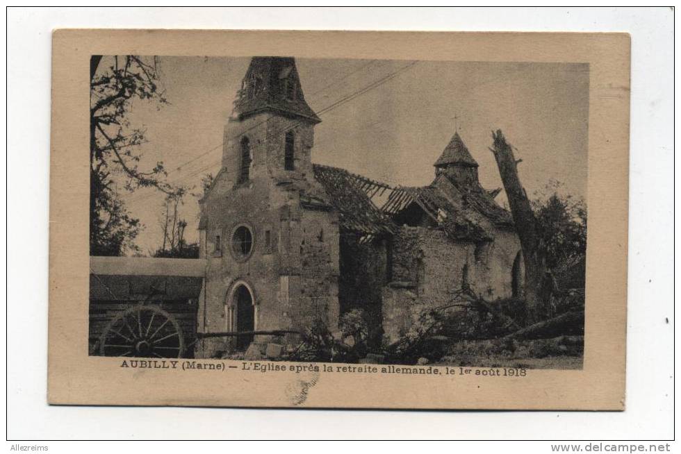 CPA 51 : AUBILLY   église En 1918  A   VOIR  !!! - Other & Unclassified