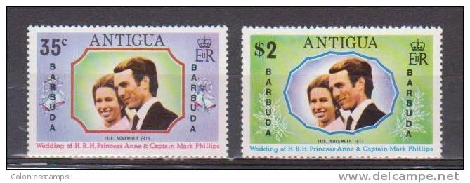 (S1363) BARBUDA, 1973 (Princess Anne´s Wedding). Complete Set. Mi ## 107-108. MNH** - Barbuda (...-1981)