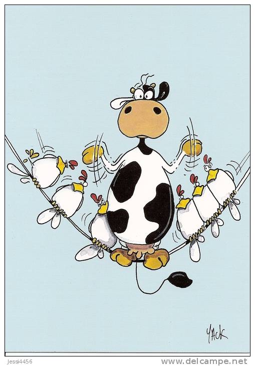 CPM Carte Postale Vache - Jacques Bossé Dit Yack 14,8 X 10,5 Cm - Leçon De Vol / Learning To Fly - Vaches