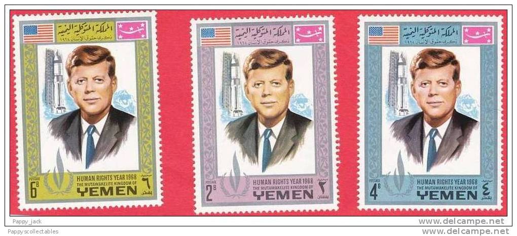 KENNEDY YEMEN Human Rights 1968 Silver Framing  Perf MNH - Kennedy (John F.)