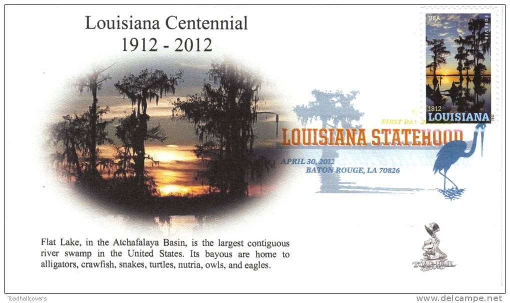 Louisiana Centennial FDC With DCP Cancellation, From Toad Hall Covers #2 - 2011-...