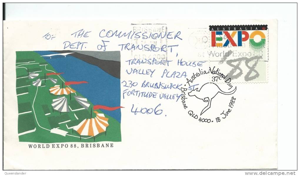 World Expo 88 Brisbane Special Postmark Australia National Day 18th June 1988 Brisbane Qld 4000 - Bolli E Annullamenti