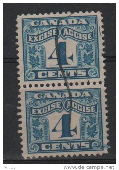 Canada 1915 4 Cent Excise Issue  #FX39 Pair - Fiscale Zegels