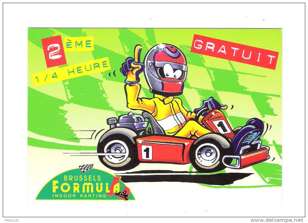 Belgique BRUSSELS Publicité  Formula One Indoor KARTING 1998 Illustration PEEMANS Pilote Casque Voiture Formule 1 Rouge - Fêtes, événements