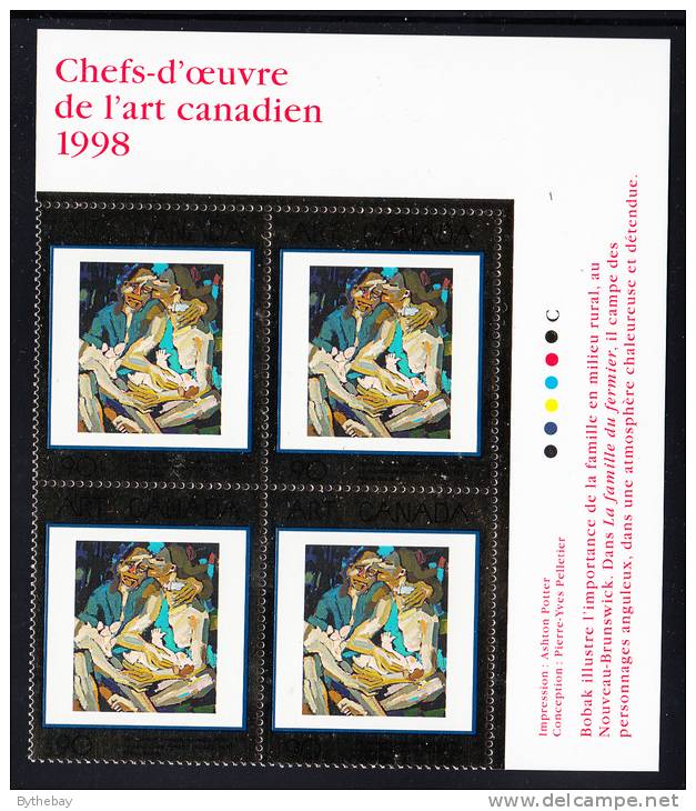 Canada MNH Scott#1754 Upper Right Plate Block 90c 'The Farmer's Family' By Brunislaw Jacob Bobak - Canadian Art - Num. Planches & Inscriptions Marge