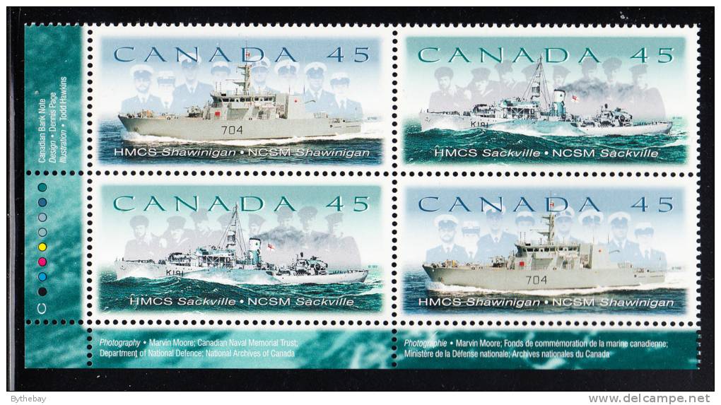 Canada MNH Scott#1763a Lower Left Plate Block 45c Canadian Naval Reserve - Num. Planches & Inscriptions Marge
