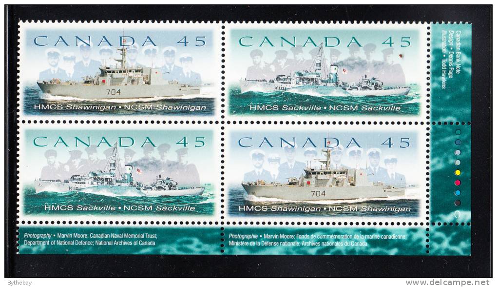 Canada MNH Scott#1763a Lower Right Plate Block 45c Canadian Naval Reserve - Plattennummern & Inschriften